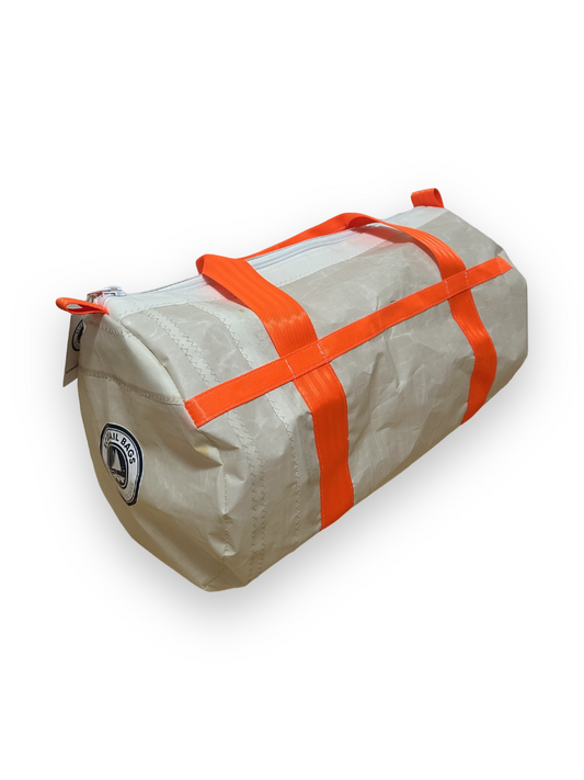 Medium Duffel Bag - White with Fluro Orange