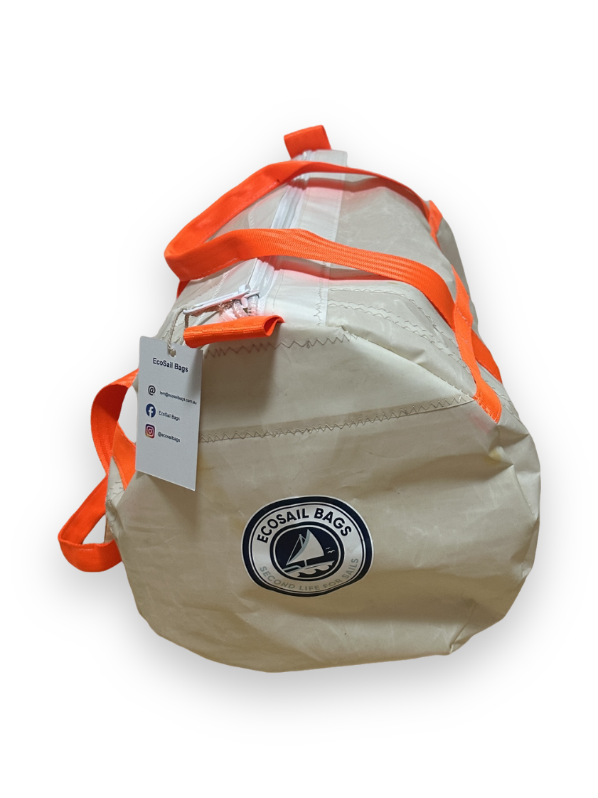 Medium Duffel Bag - White with Fluro Orange