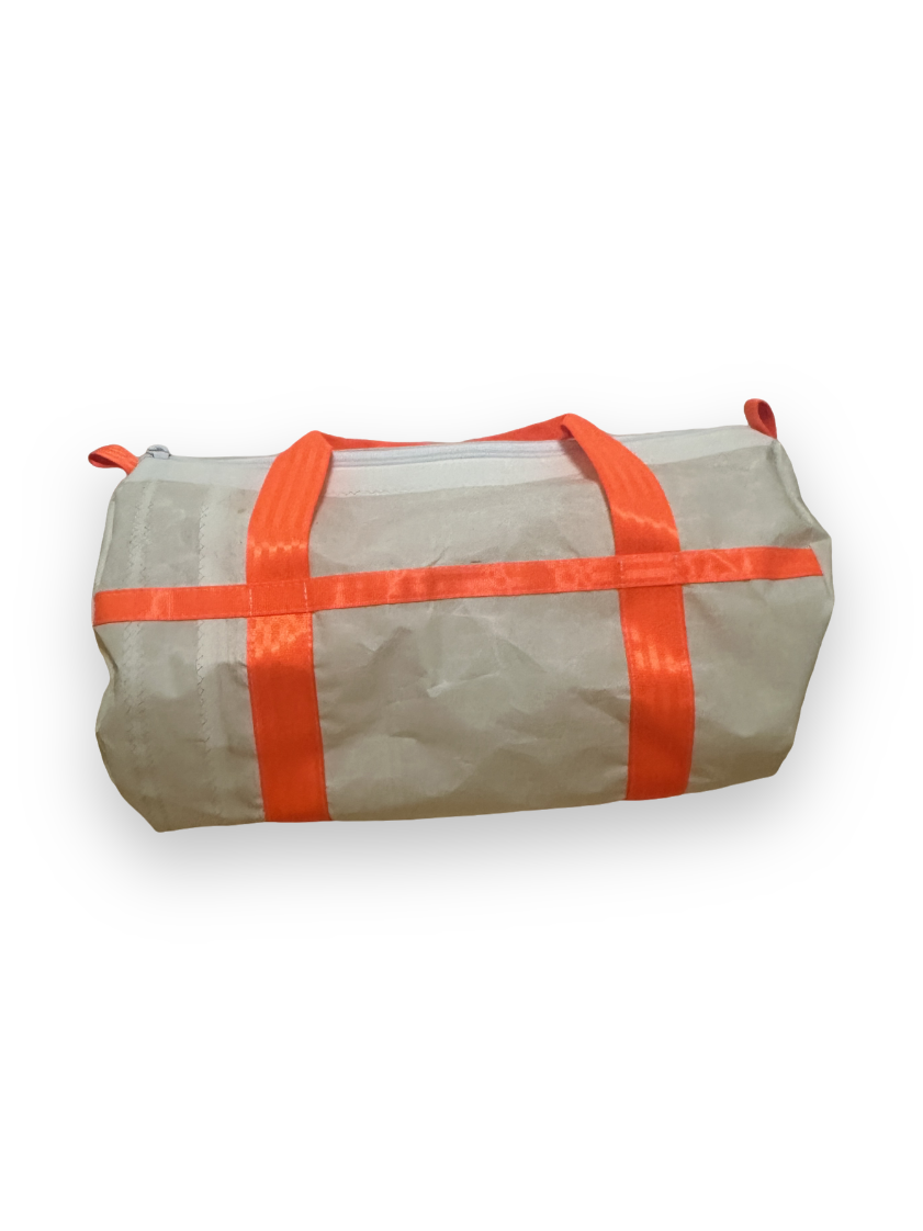 Medium Duffel Bag - White with Fluro Orange