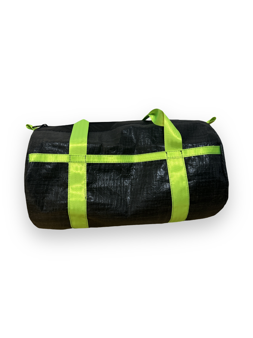 Medium Duffel Bag - Carbon with Fluro Green