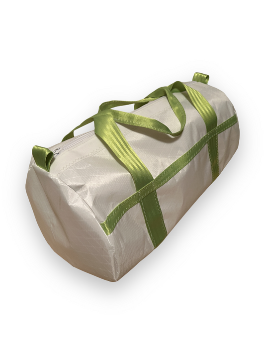 Medium Duffel Bag - White with Fluro Green