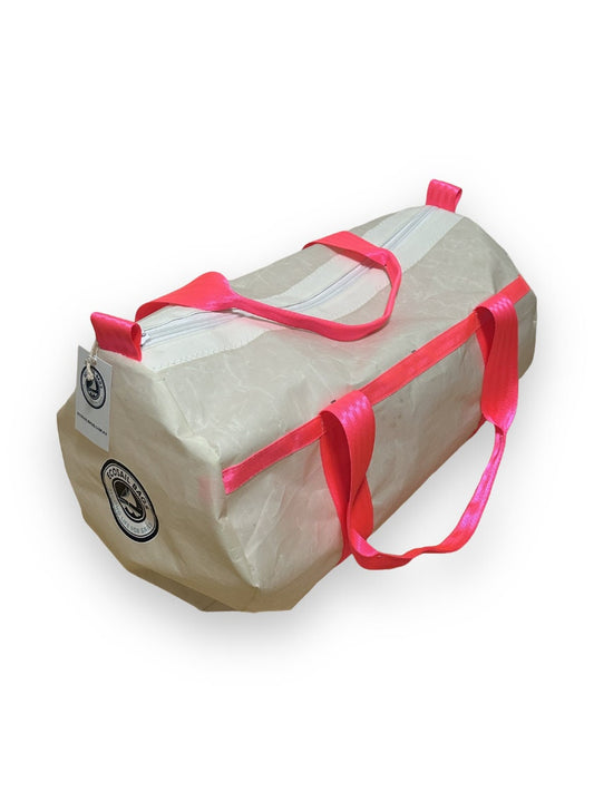 Medium Duffel Bag - White with Fluro Pink